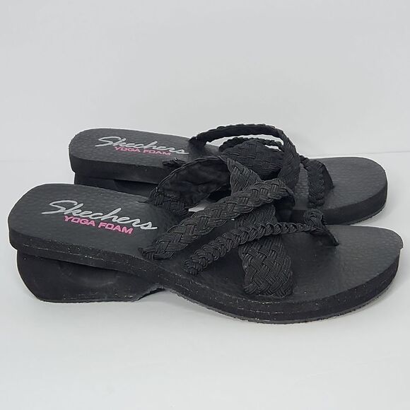 Sketcher's yoga foam platform heel wedge sandals - Picture 1 of 7